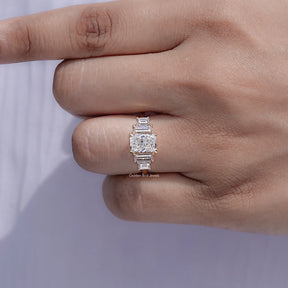Display view of Radiant And Baguette Diamond Multi Diamond  Ring