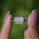 Front view of Radiant Cut Moissanite Solitaire Engagement Ring	