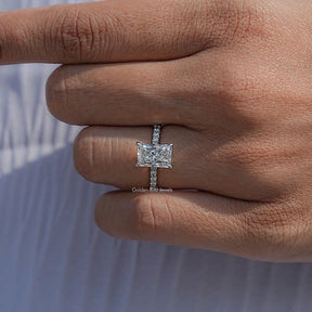 Close View Of Radiant Cut Lab Diamond Accent Ring
