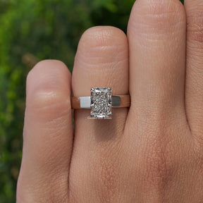 Hidden Halo Radiant Cut Lab Diamond Ring