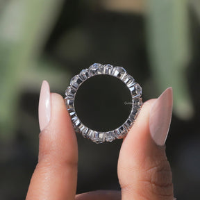 [White Gold Rose Cut Round Wedding Band]-[Golden Bird Jewels]