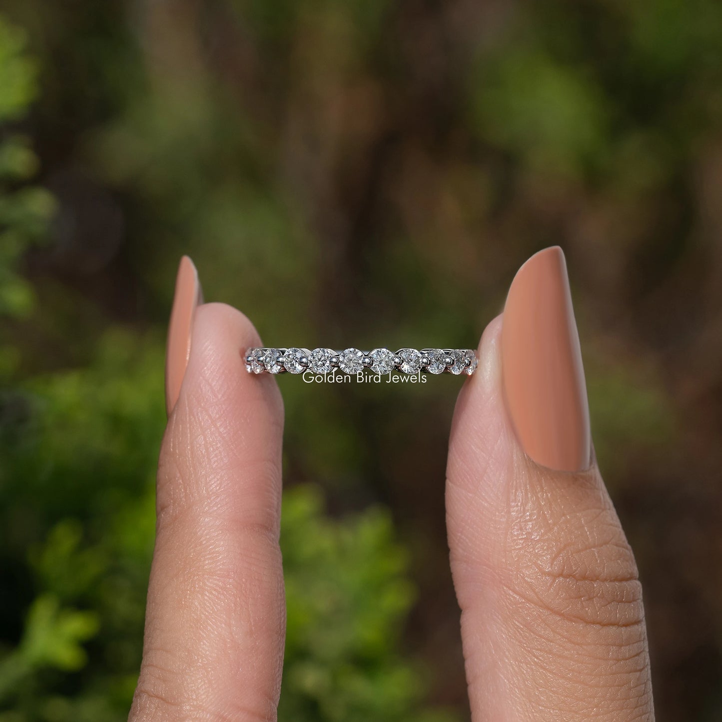 Round Cut Moissanite Diamond Half Eternity Band
