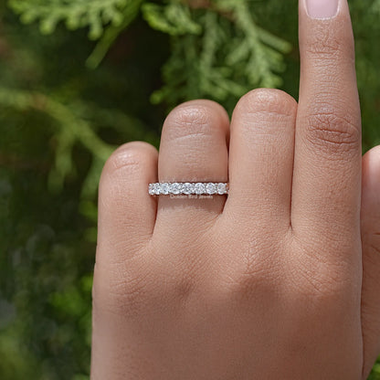 Colorless Round Cut Half Eternity Moissanite Band