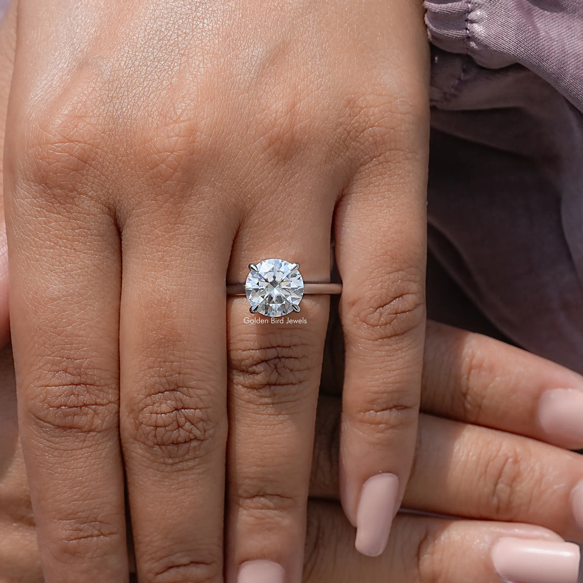 Round Cut Moissanite Solitaire Engagement Ring