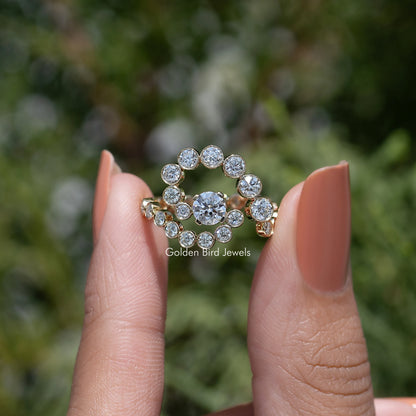Round Cut Moissanite Spiral Engagement Ring