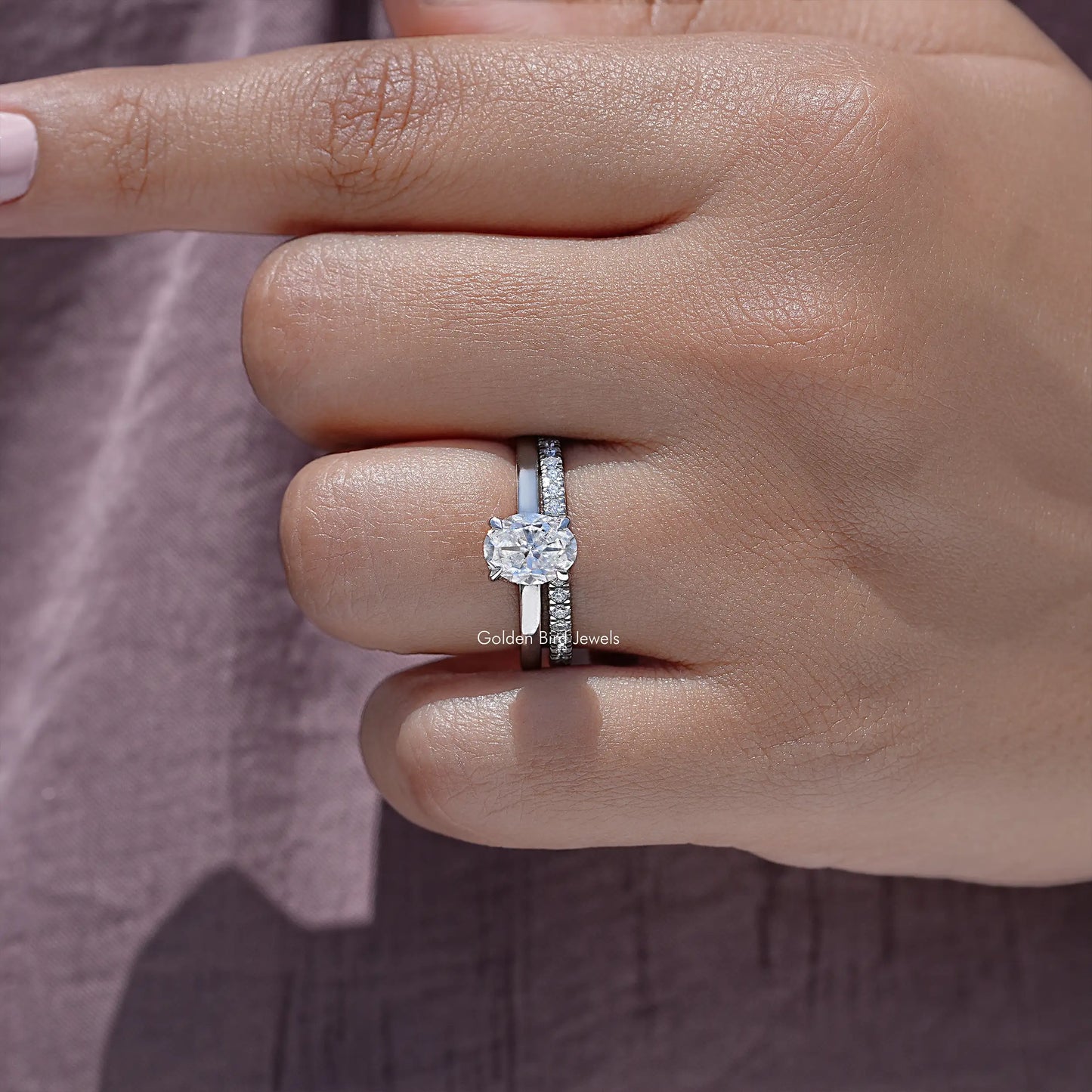 Oval Cut Moissanite Bridal Ring Set
