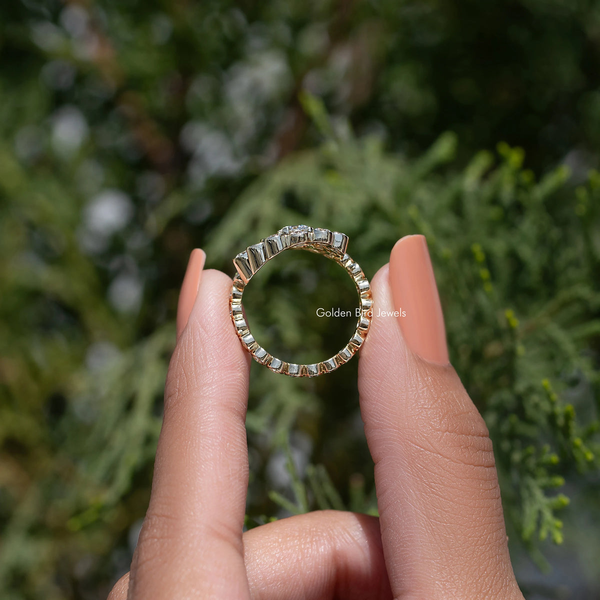 Round Cut Moissanite Spiral Engagement Ring