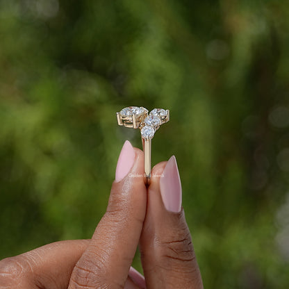 Round Cut Moissanite Bypass Shank Ring