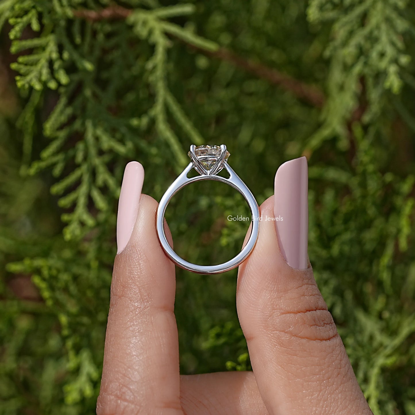 Yellow Round Cut Moissanite Solitaire Ring