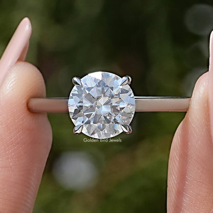 Round Cut Moissanite Solitaire Engagement Ring