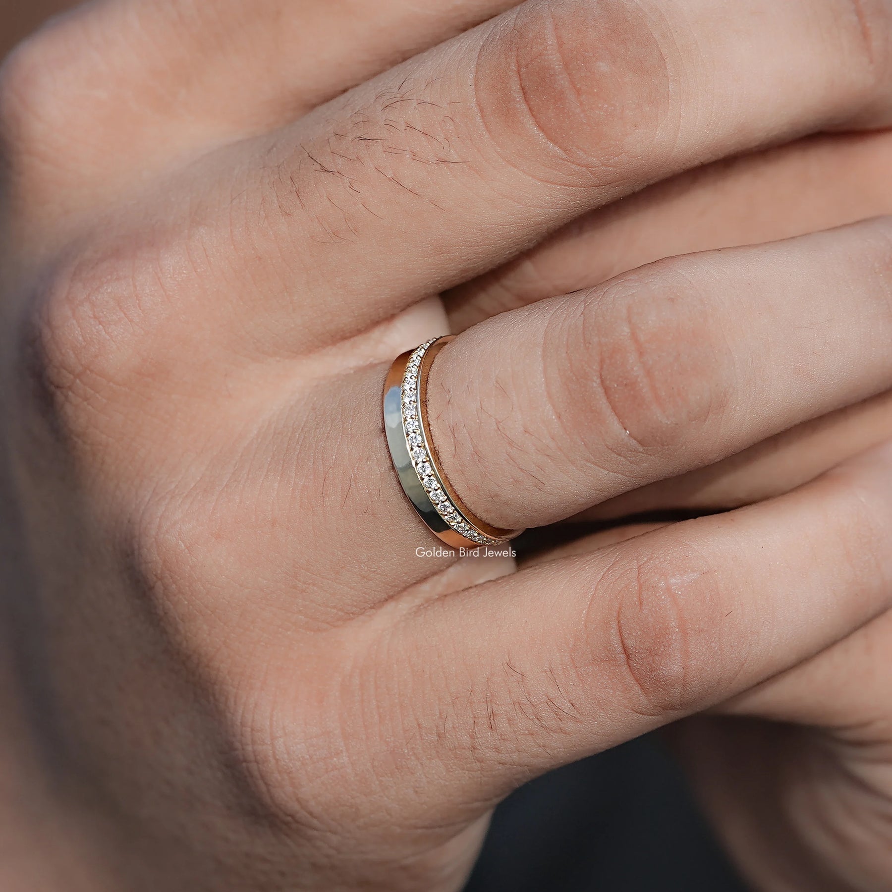 Detailed view of Round Shape Lab Diamond Full Circle Anniversary Ring