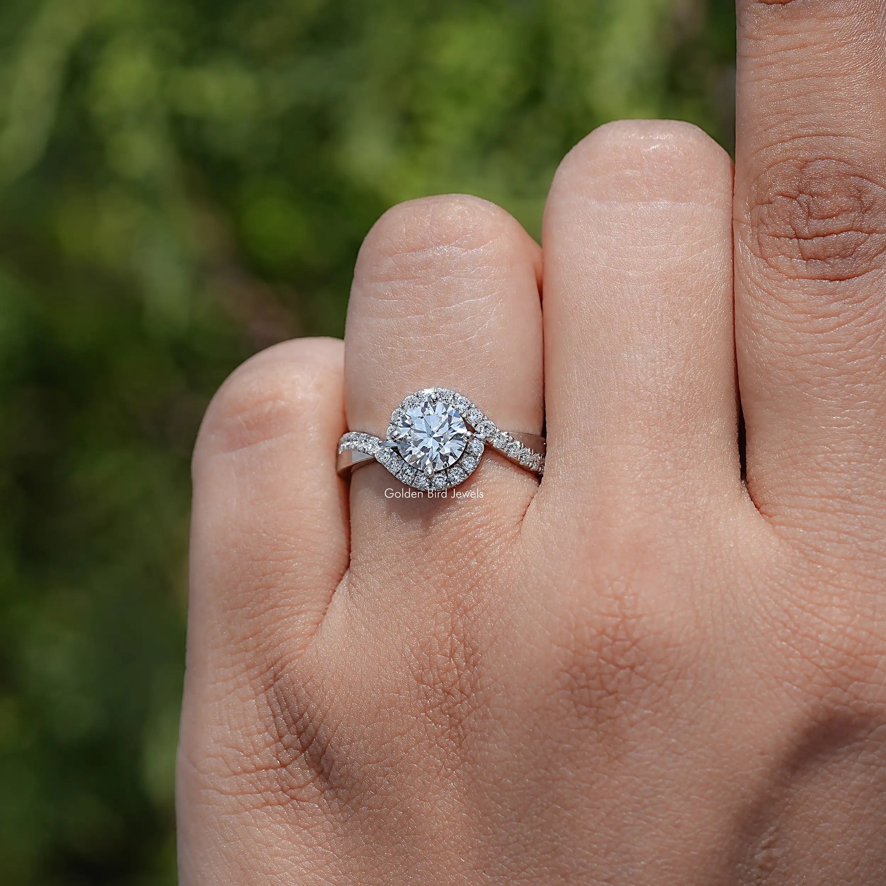 Front View of 925 Sterling Silver Round Shape Diamond Full Circle Eternity Band