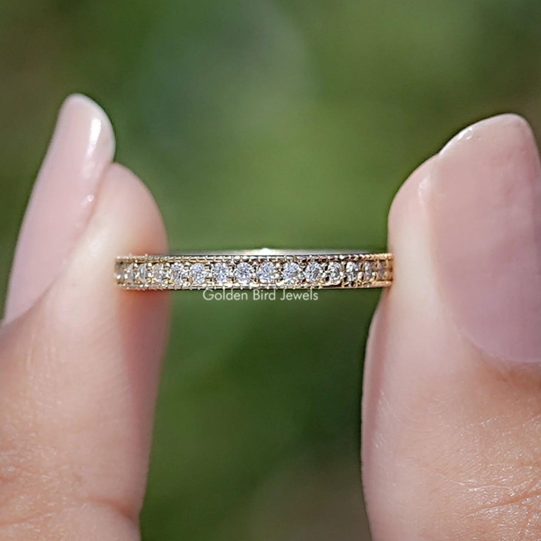 Round Cut Lab Diamond Full Eternity Wedding Band