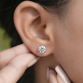 Front view of Lab Diamond Stud Earrings in white gold
