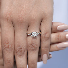 Detailed View Of Criss Cross Accent Engagement Ring
