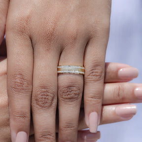View of Round Shaped Solitaire Wedding Band in prongs setting