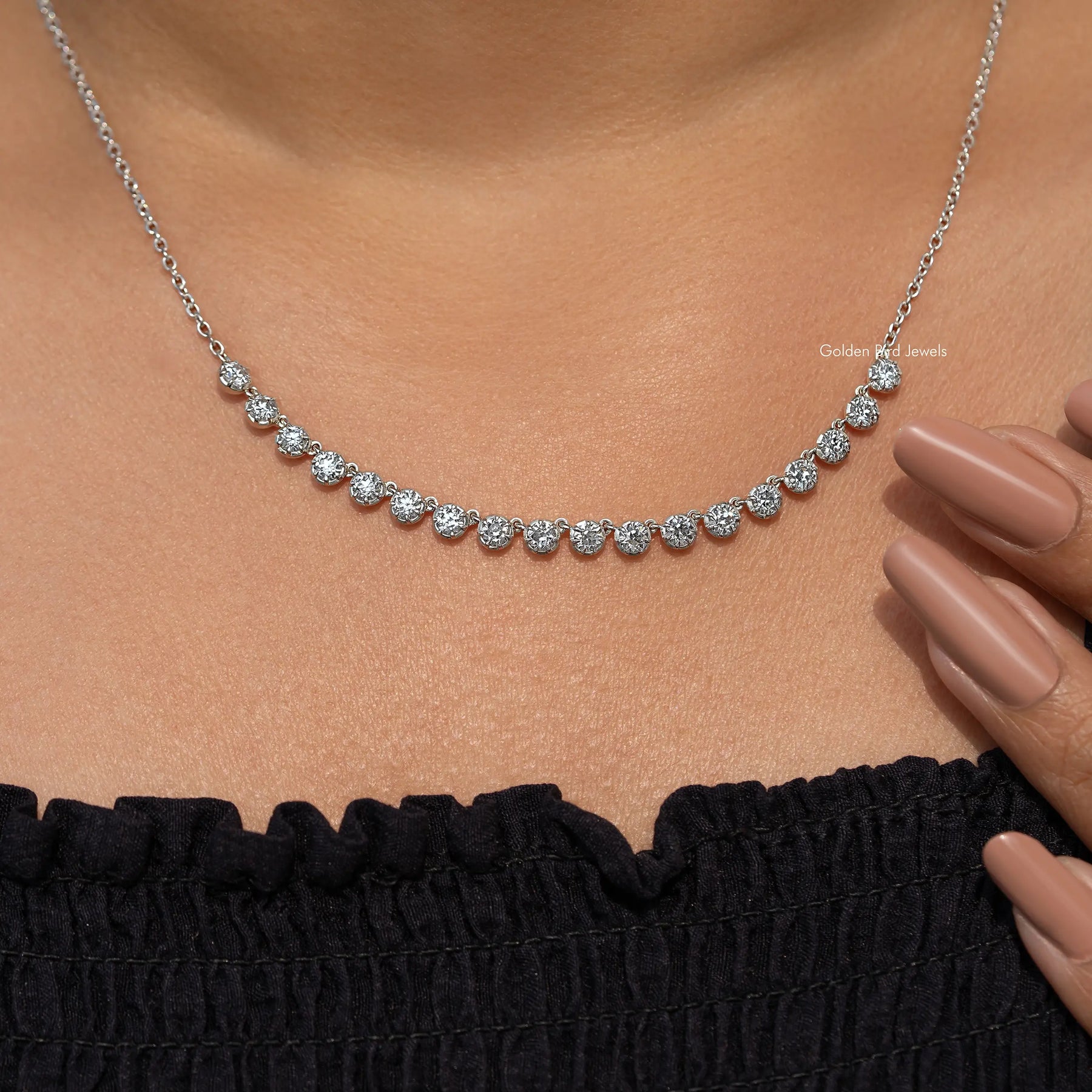 Old European Round Cut Moissanite Necklace