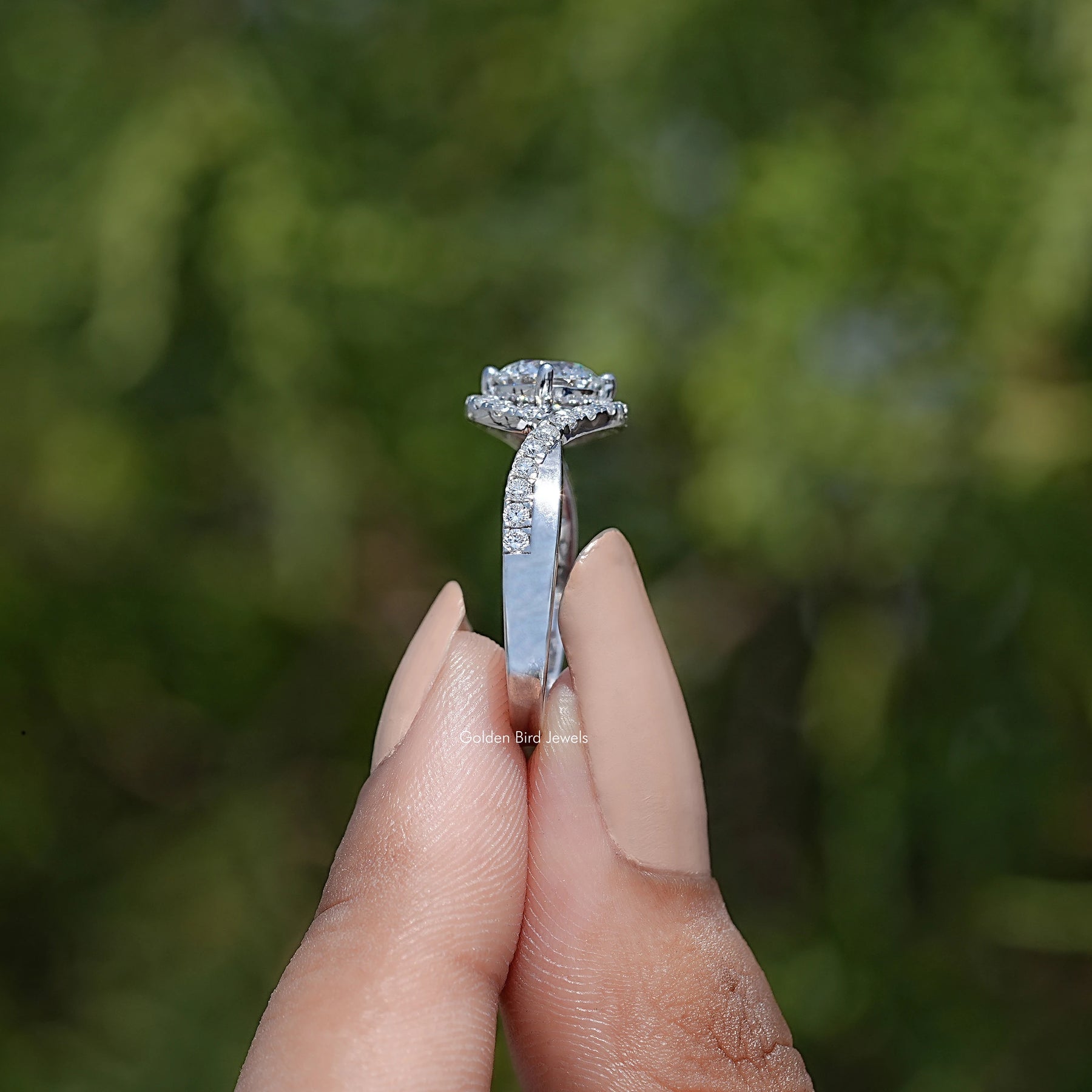 Side View of Round Shape Lab Diamond Bypass Ring