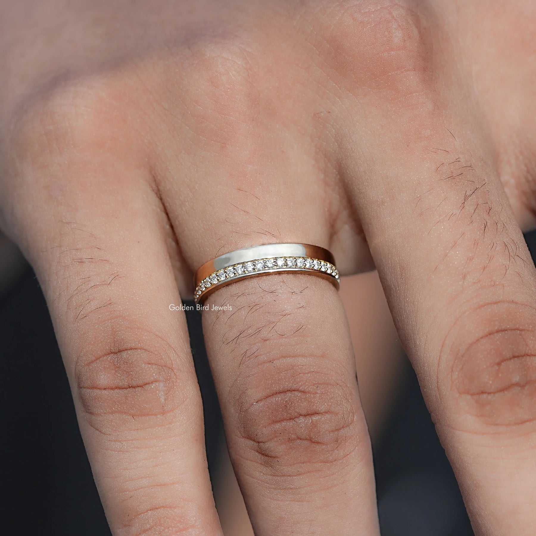 Front View of 925 Sterling Silver Round Shape Diamond Full Circle Eternity Band