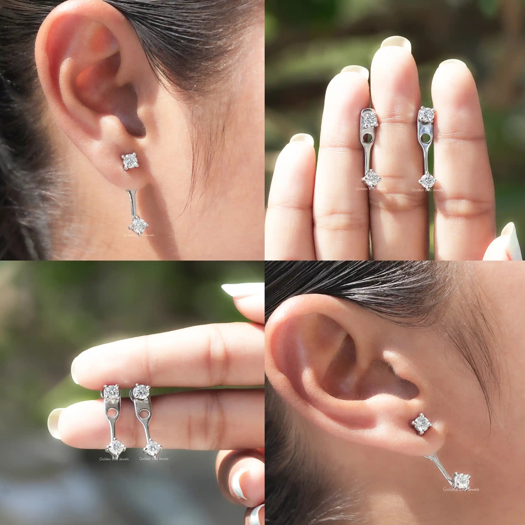 Colorless Round Moissanite Jacket Earrings
