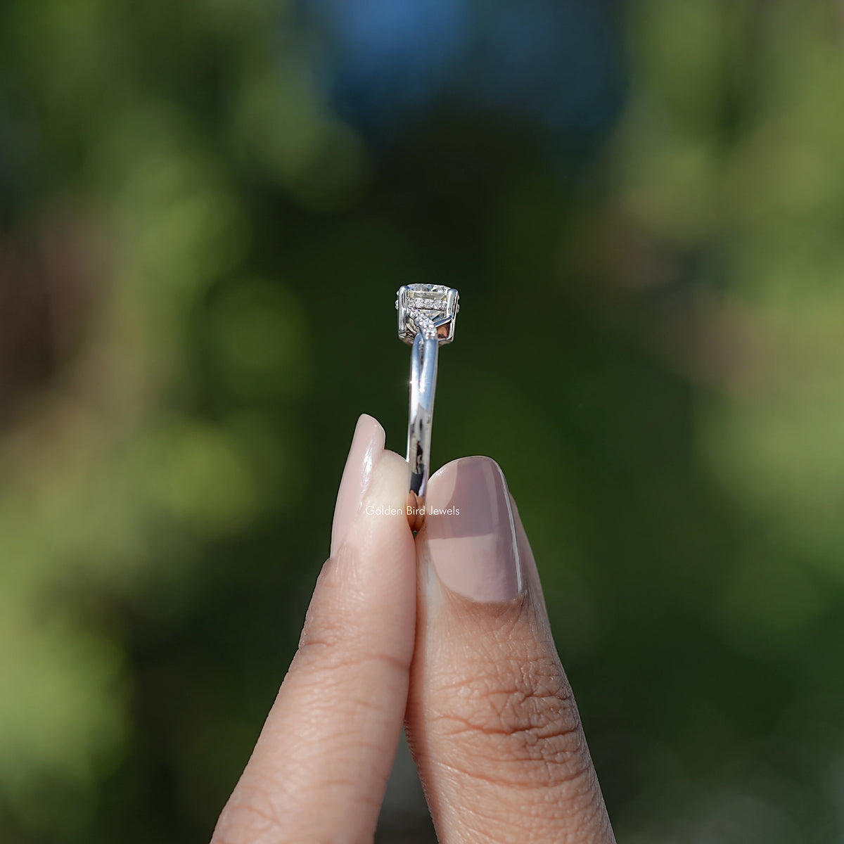 Side View Of Round Moissanite Criss Cross Solitaire Ring
