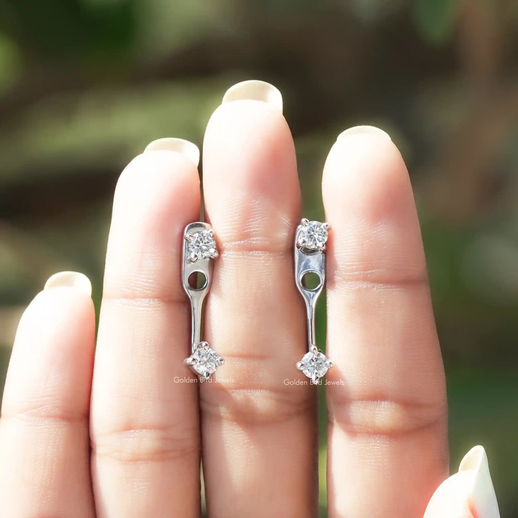 Colorless Round Moissanite Jacket Earrings