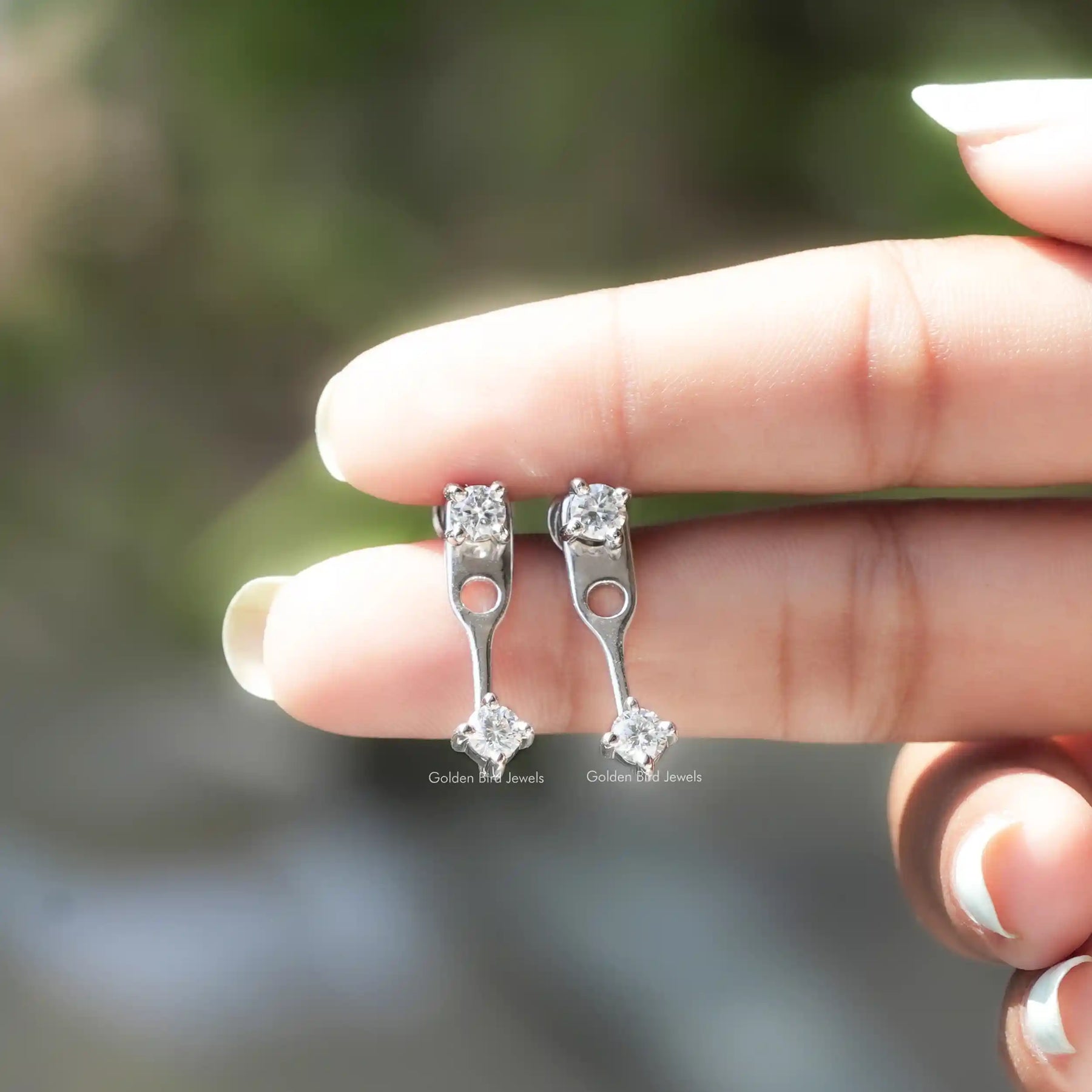Colorless Round Moissanite Jacket Earrings