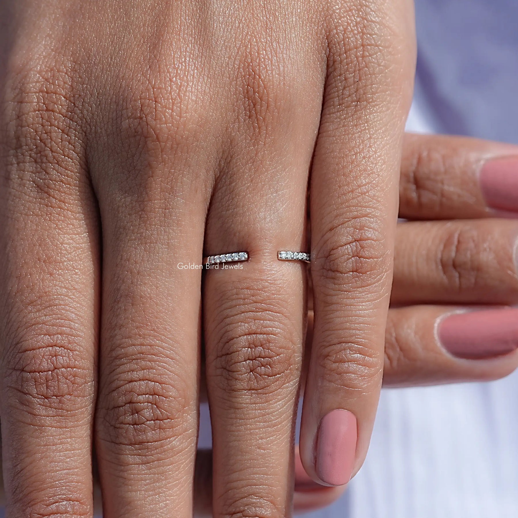 Round Moissanite Open Cuff Matching Band