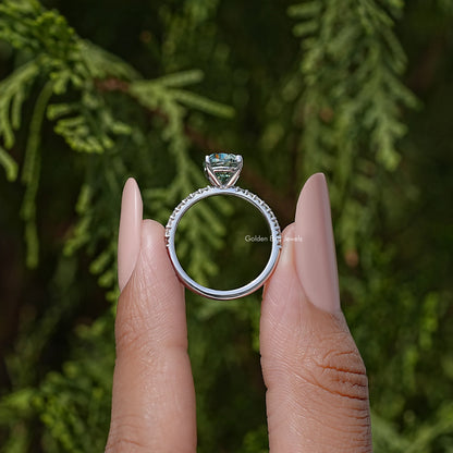 Oval Cut Moissanite Solitaire Accent Ring