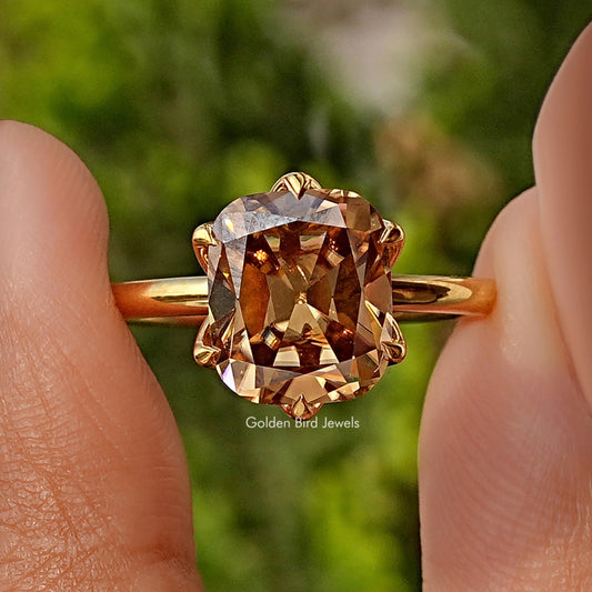 Old Mine Cushion Cut Solitaire Decorative Moissanite Prong Set Ring