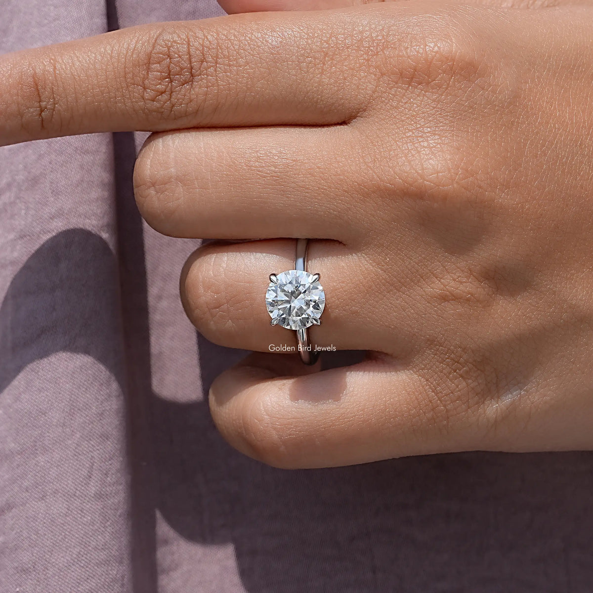 Round Cut Moissanite Solitaire Engagement Ring