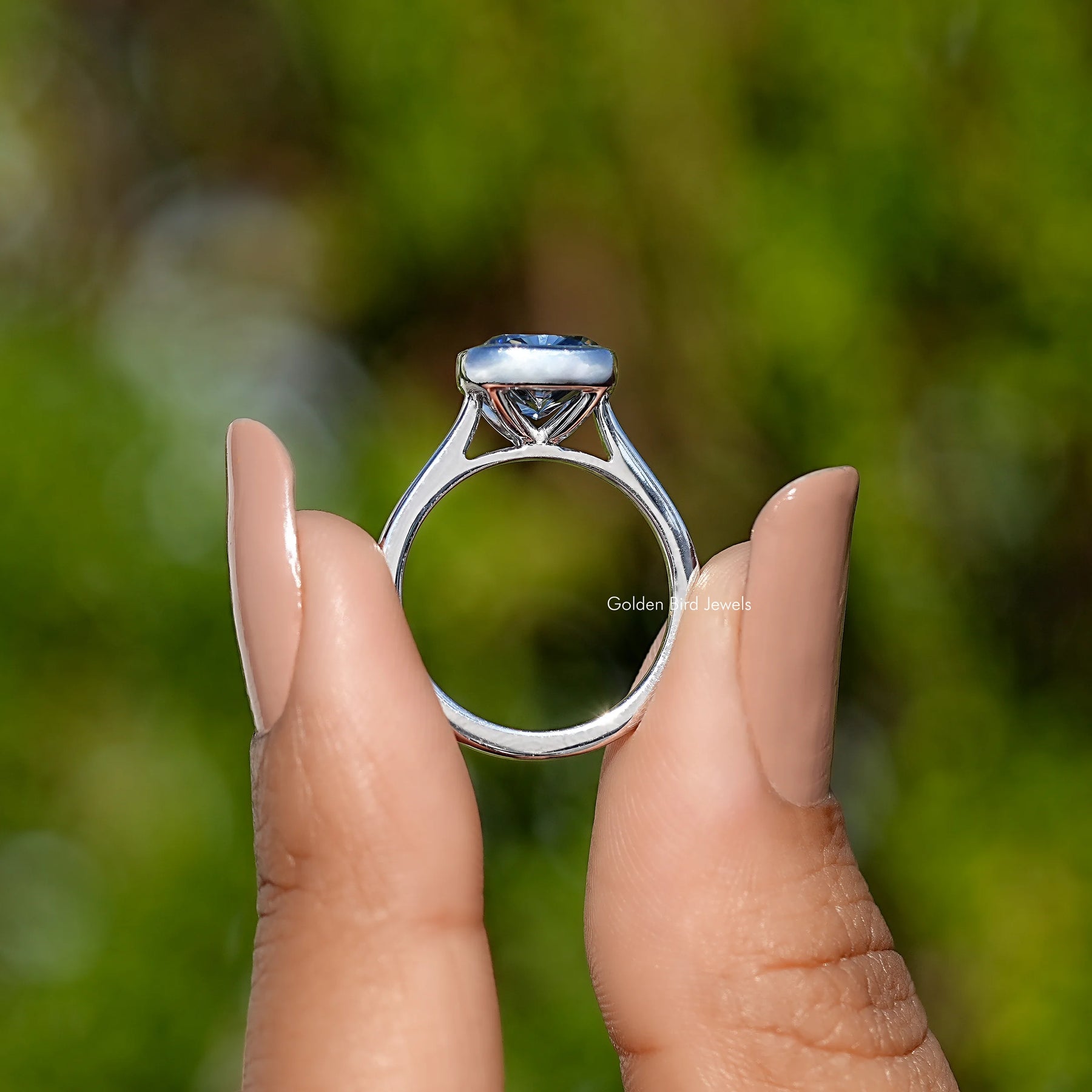 Back View Of Square Cushion Moissanite Solitaire Ring
