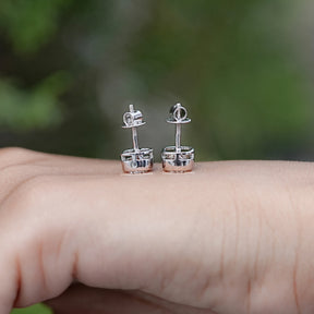 Back View of Square Old Mine Cushion Stud Earrings in screw back