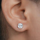 In Ear view of Milgrain Square Cut Lab Diamond Stud Earrings