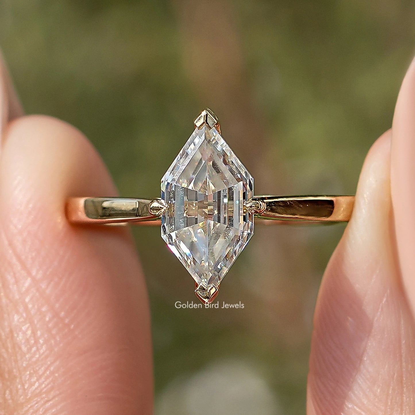Step Cut Moissanite Dutch Marquise Ring