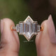 Step Cut Hexagon Lab Grown Diamond Five Stone Ring in Two Fingers