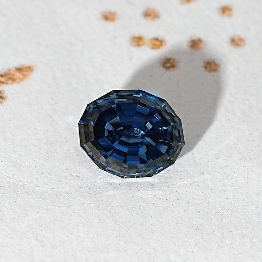 Blue Sapphire Step Cut Oval Loose Moissanite