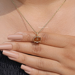 Side View Of Step Cut Oval Moissanite Pendant