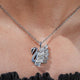 View of lab grown Moissanite Baguette cut swan pendant 