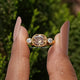 Three Stone Old Mine Cushion Cut Solitaire Engagement Ring