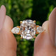 Three Stone Old Mine Cushion Cut Moissanite Ring