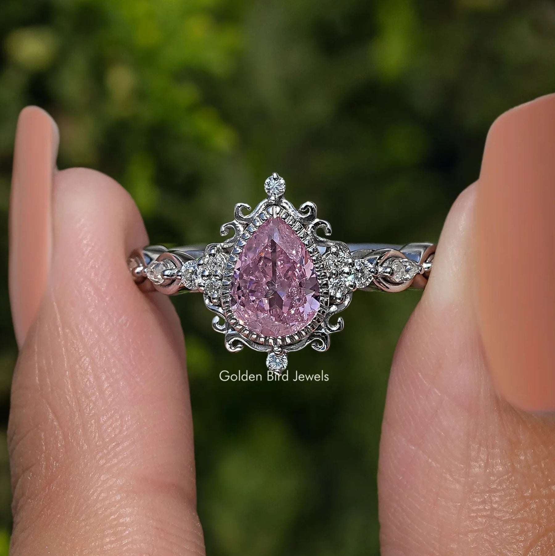 Tourmaline Pink Pear Gemstone Ring