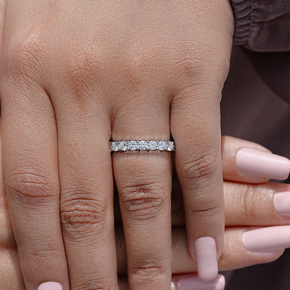 Colorless Round Cut Half Eternity Moissanite Band