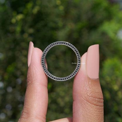 Black Moissanite Round Cut Diamond Channel Set Band