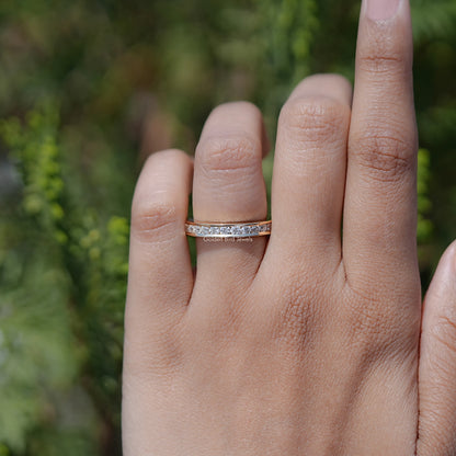 Round Cut Moissanite Half Eternity Channel Set Band