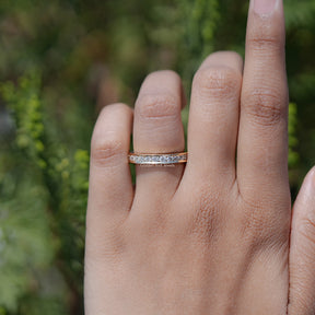 Top View Of Lab Diamond Round Cut Half Channel Set Ring 
