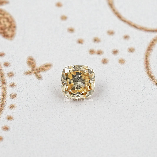 Yellow Cushion Cut Moissanite Gemstone