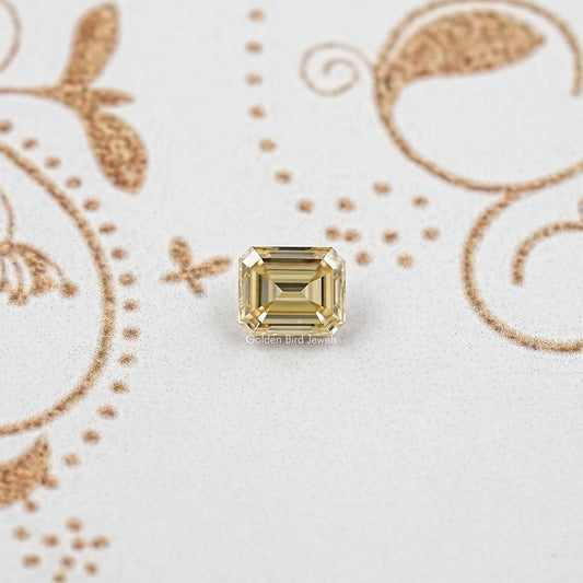 Yellow Emerald Cut Moissanite Gemstone