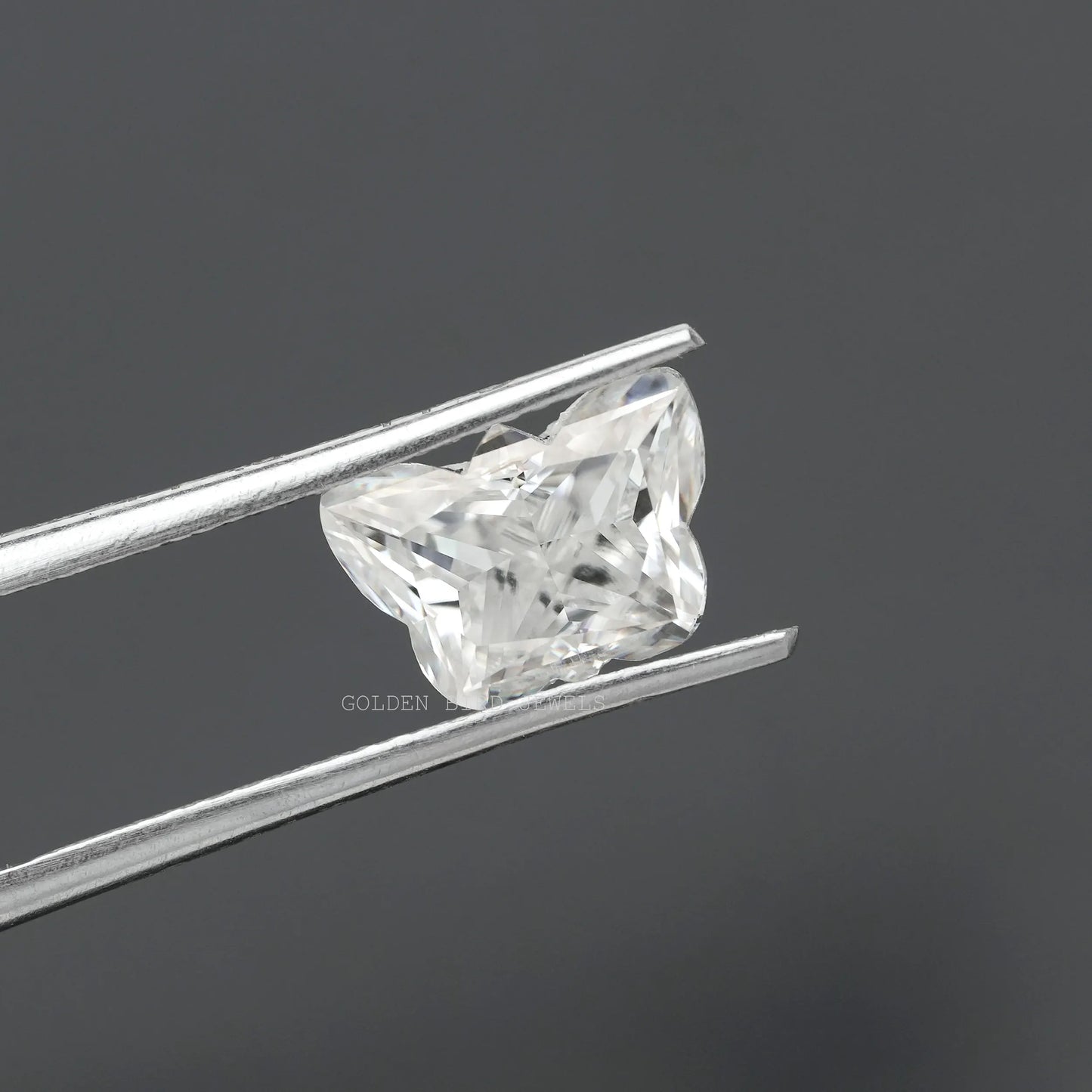 Front view of the twijer of Butterfly Cut Moissanite Loose Stone In White