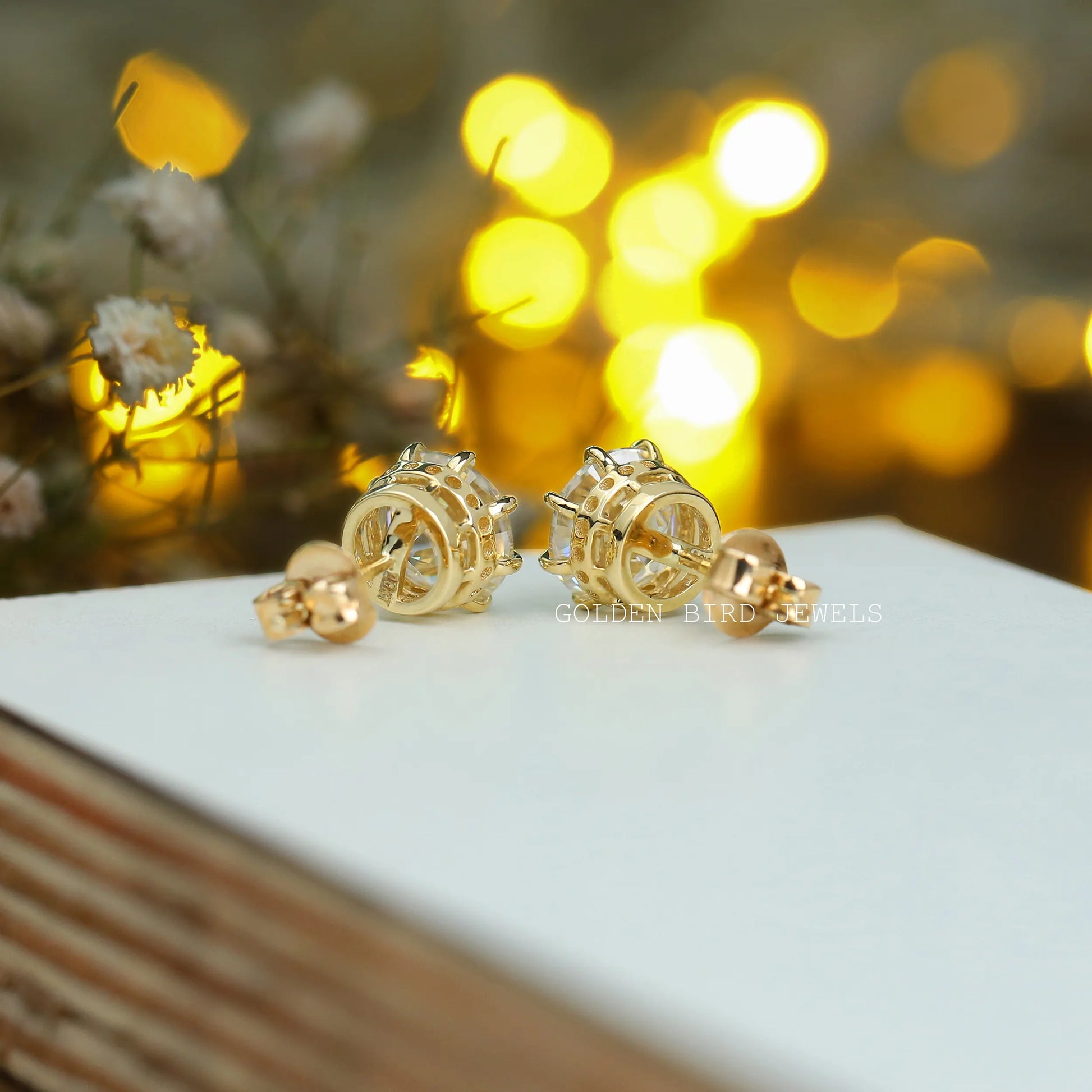 Moissanite Old European Cut Round Studs Earrings Set In Prongs